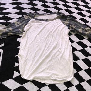 Charlotte Russe baseball camo sleeve top